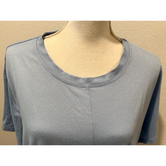 Ideology Women's Plus Size 2X Solid Recycled Pullover Top Short Sleeve Blue B68 - Picture 3 of 8